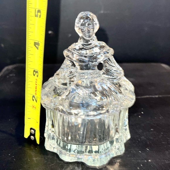 VINTAGE Mosser Clear Glass Victorian Lady Dresser Trinket Jewelry - Picture 14 of 15